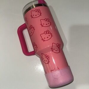 Hello Kitty Pink 40 oz Stainless Tumbler w/ Handle Glitter Boot Lid